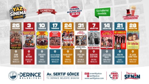Derince Belediyesi'nin Yaz Sinema Günleri başlıyor