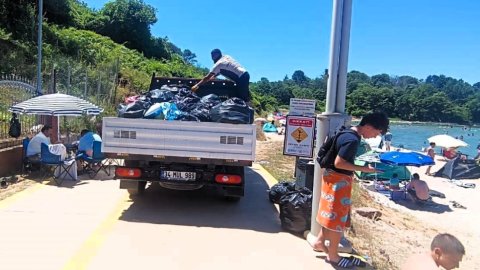 Kocaeli Büyükşehir Belediyesi Kandıra sahillerinden 64 tır çöp topladı