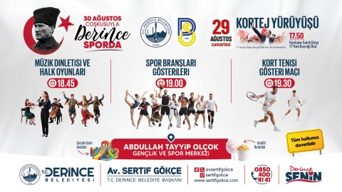 İşte Derince Belediyesi'nin 30 Ağustos programı